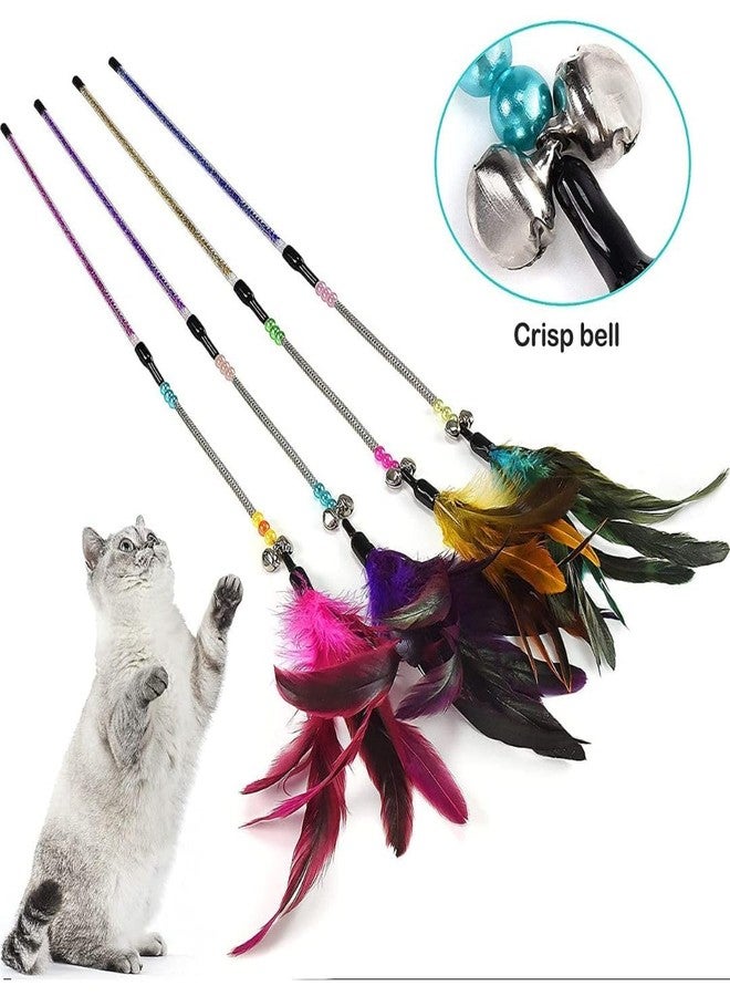 PET FUN عصا مداعبة القطط التفاعلية من بيت فن | مجموعة ألعاب عصا الريش الممتعة للقطط الصغيرة والكبيرة، عصا لعب مداعبة القطط مع جرس للتمرين واللعب الممتع في الأماكن المغلقة (عبوة من قطعة واحدة) - Image 2